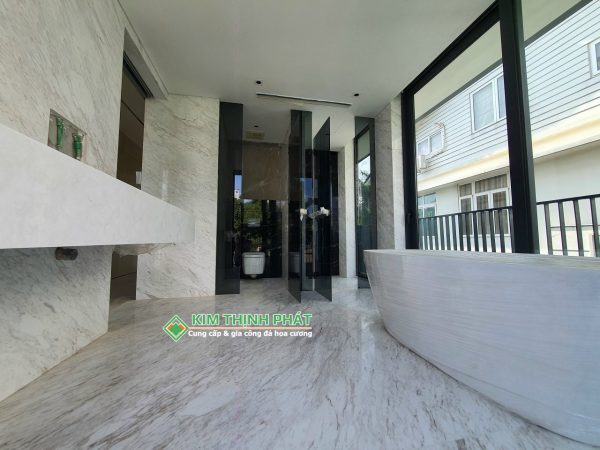 Đá Marble Trắng Volakas lát sàn nền