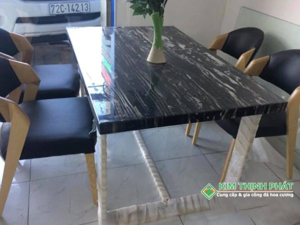 Đá Marble Đen Hoa Băng (Royal Black) cắt mặt đá