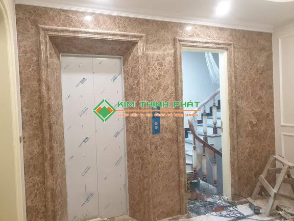 Đá Marble Nâu Tây Ban Nha ốp mặt tiền cầu thang máy