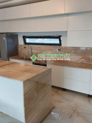 Đá Marble Vân Gỗ Ý (Daino Beige) ốp bàn, bếp