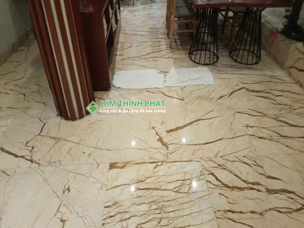 Đá Marble Vàng Kem Chỉ Sofita lát sàn nền