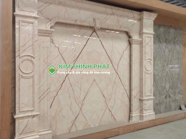 Đá Marble Vàng Kem Chỉ Sofita tường trang trí