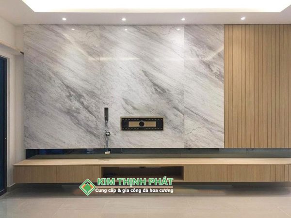 Đá Marble Trắng Volakas ốp vách tivi