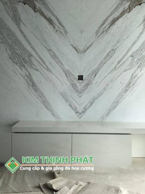 Đá Marble Trắng Volakas ốp vách tivi