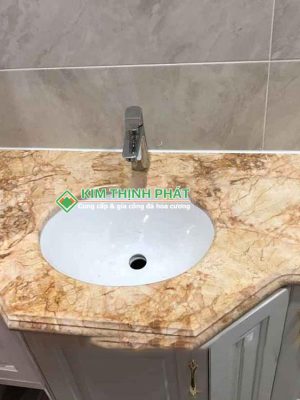 Đá Marble Sky Gold cắt bàn đá lavabo