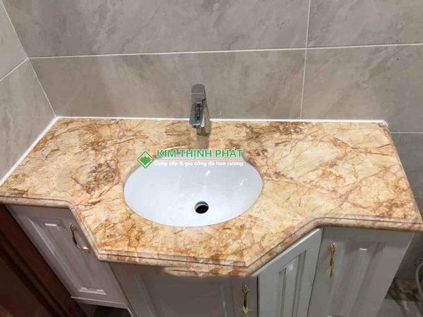 Đá Marble Sky Gold cắt bàn đá lavabo