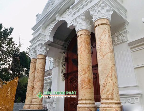 Đá Marble Sky Gold ốp cột tròn