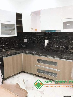 Đá Marble Đen Hoa Băng (Royal Black) ốp bếp