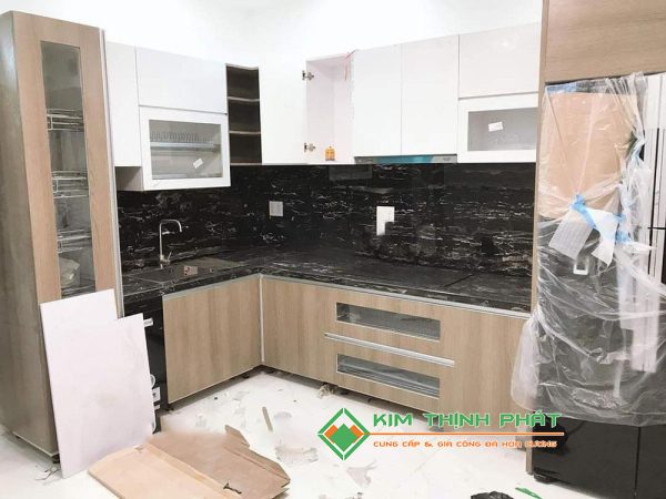 Đá Marble Đen Hoa Băng (Royal Black) ốp bếp