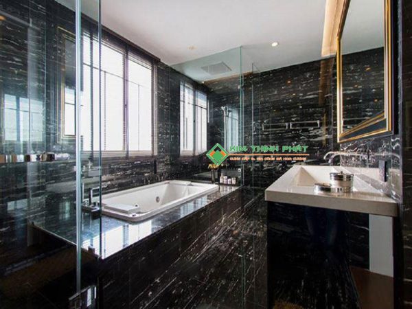 Đá Marble Đen Hoa Băng (Royal Black) ốp tường nhà tắm