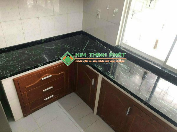 Đá Marble Xanh Mạng Nhện (Xanh Tia Chớp) ốp bàn bếp