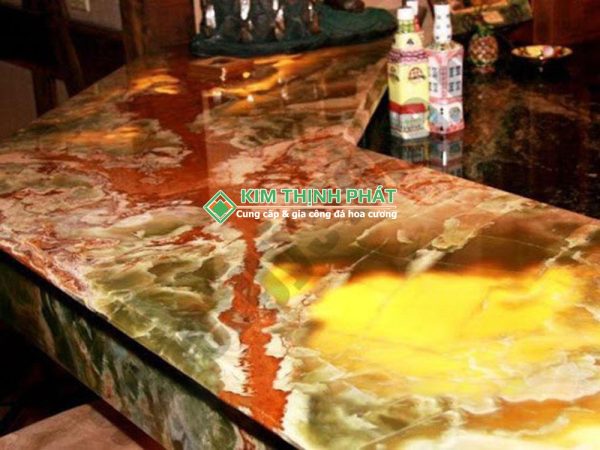 Đá Xuyên Sáng Xanh Ngọc Pakistan (Pakistan Green Onyx) ốp quầy bar