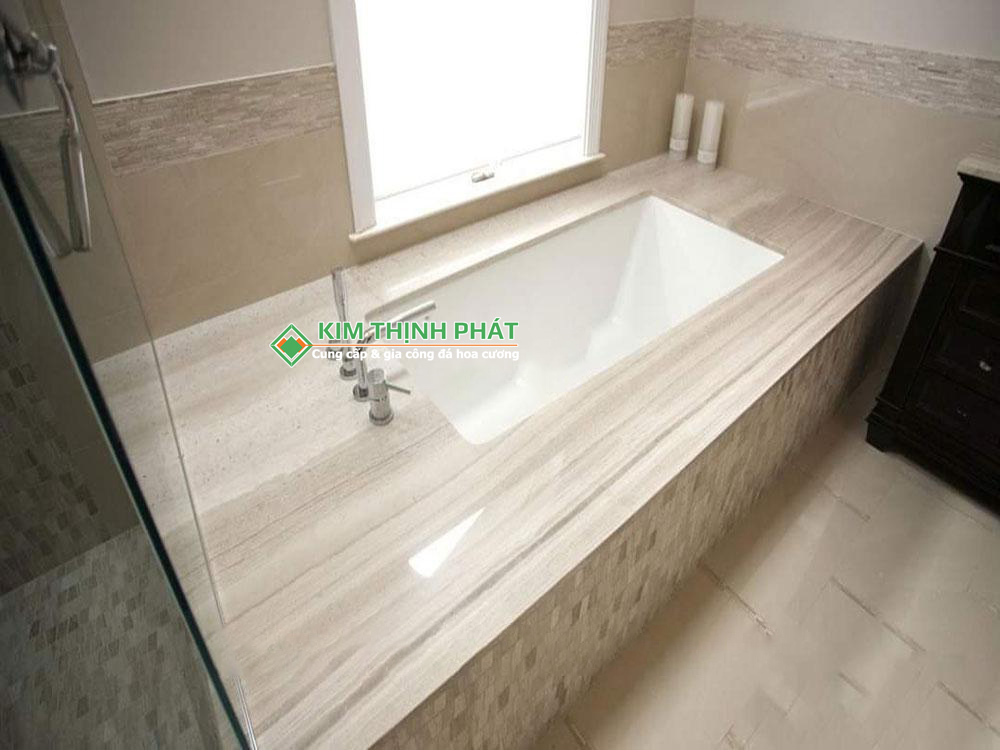 Đá Marble Xám Vân Gỗ cắt lavabo