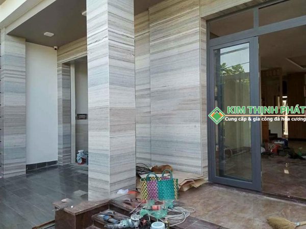 Ốp mặt tiền, cột Đá Marble Xám Vân Gỗ