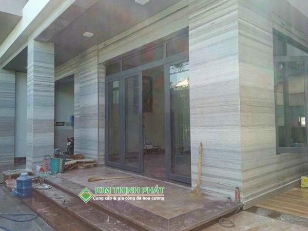 Ốp mặt tiền, cột Đá Marble Xám Vân Gỗ