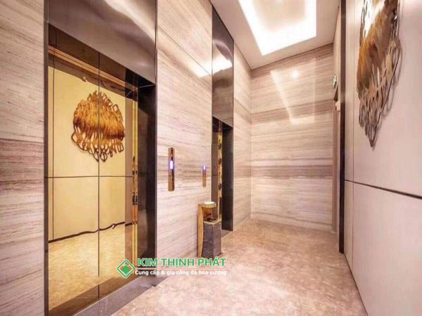 Ốp mặt tiền thang máy Đá Marble Xám Vân Gỗ