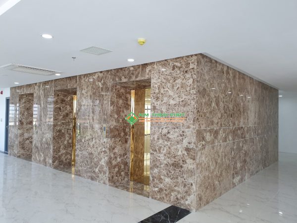 Đá Marble Nâu Tây Ban Nha ốp mặt tiền cầu thang máy