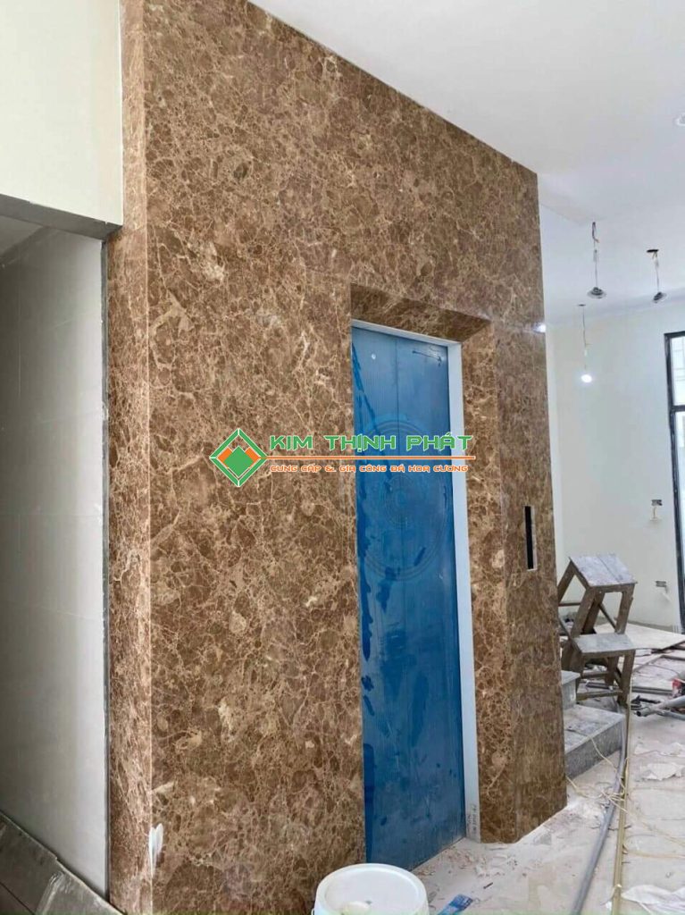 Đá Marble Nâu Tây Ban Nha ốp mặt tiền cầu thang máy