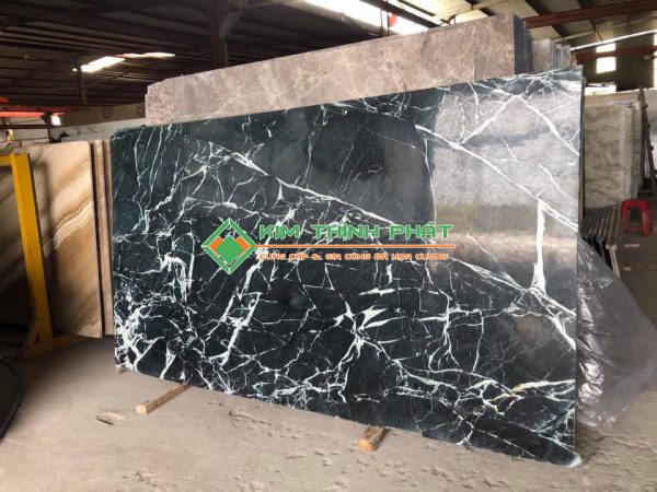 Đá Marble Xanh Mạng Nhện (Xanh Tia Chớp) màu xanh đen đậm