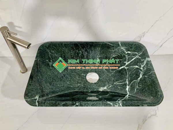 Đá Marble Xanh Mạng Nhện (Xanh Tia Chớp) cắt lavabo