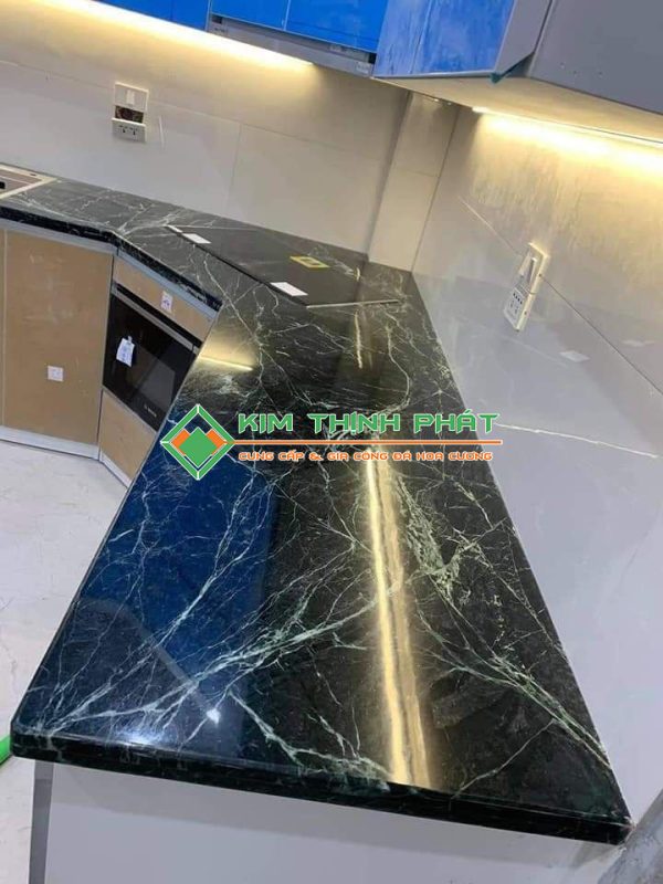 Đá Marble Xanh Mạng Nhện (Xanh Tia Chớp) ốp bàn bếp