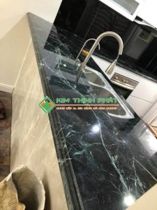 Đá Marble Xanh Mạng Nhện (Xanh Tia Chớp) ốp bàn bếp