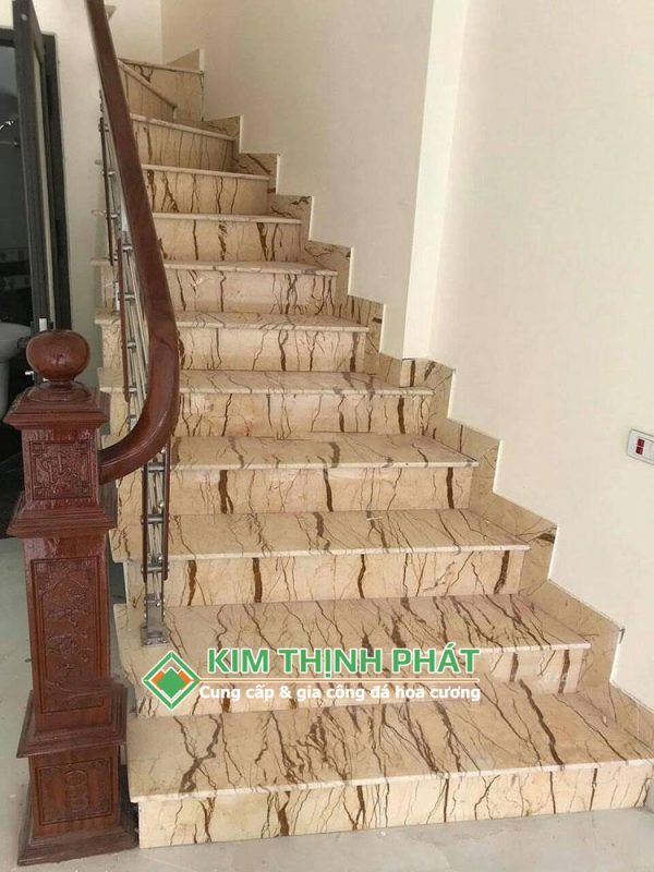 Đá Marble Vàng Kem Chỉ Sofita ốp bậc cầu thang bộ