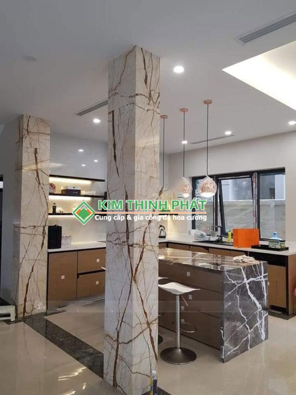 Đá Marble Vàng Kem Chỉ Sofita ốp cột