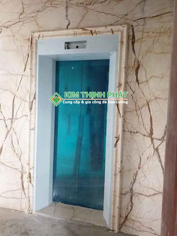 Đá Marble Vàng Kem Chỉ Sofita ốp mặt tiền cầu thang máy