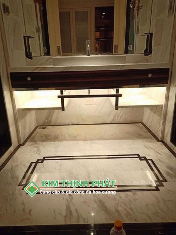 Đá Marble Trắng Volakas lát sàn nền