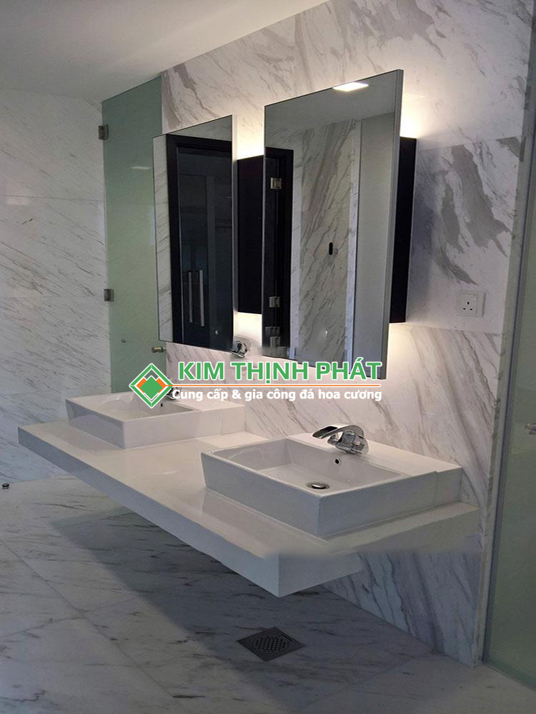 Đá Marble Trắng Volakas cắt lavabo đá