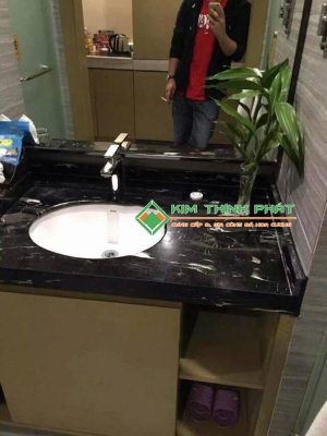 Đá Marble Đen Hoa Băng (Royal Black) cắt lavabo