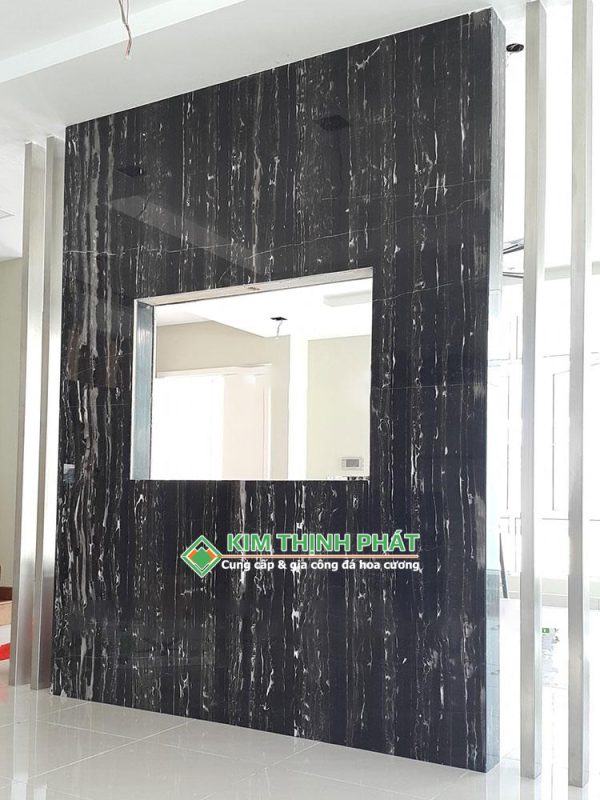 Đá Marble Đen Hoa Băng (Royal Black) ốp tường trang trí