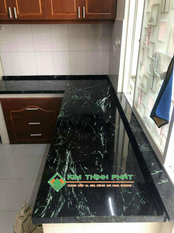 Đá Marble Xanh Mạng Nhện (Xanh Tia Chớp) ốp bàn bếp