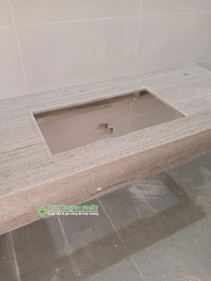 Đá Marble Xám Vân Gỗ cắt lavabo