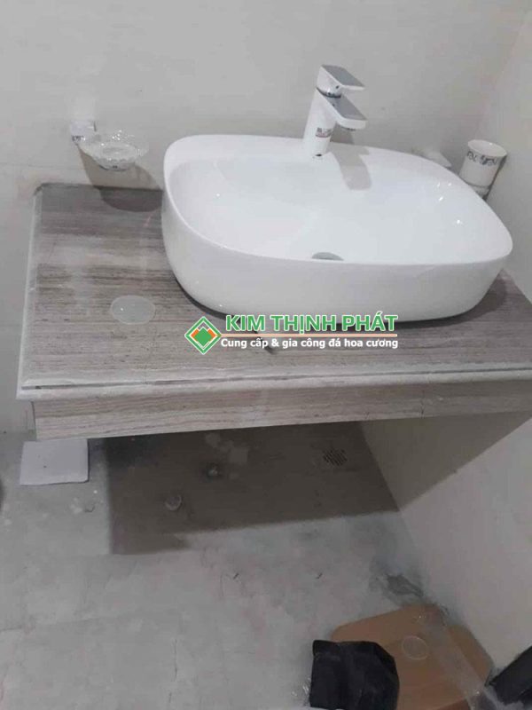 Đá Marble Xám Vân Gỗ cắt lavabo