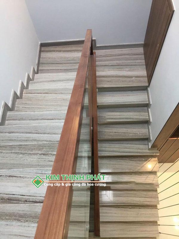 Đá Marble Xám Vân Gỗ ốp cầu thang