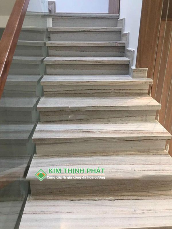 Đá Marble Xám Vân Gỗ ốp cầu thang