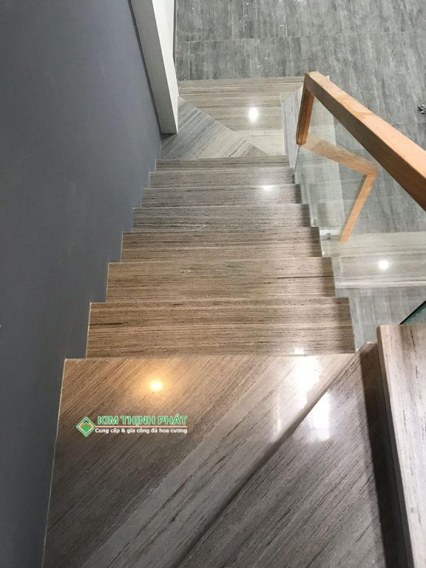 Đá Marble Xám Vân Gỗ ốp cầu thang