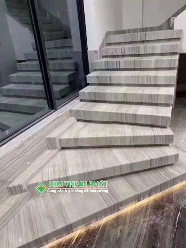 Đá Marble Xám Vân Gỗ ốp cầu thang