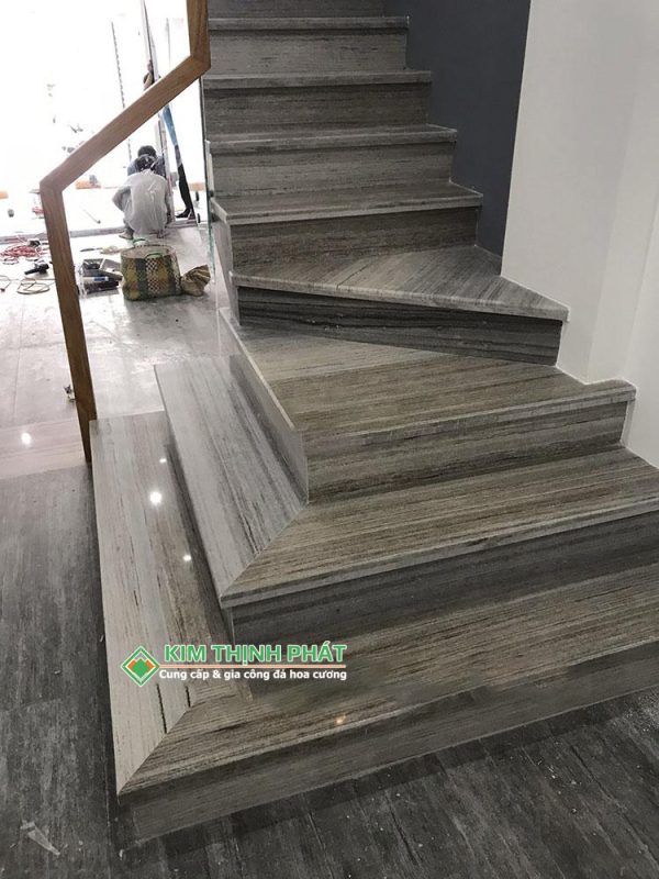 Đá Marble Xám Vân Gỗ ốp cầu thang