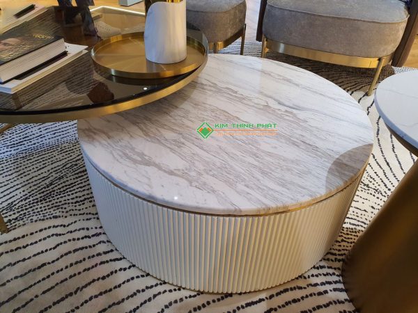 Đá Marble Trắng Volakas cắt mặt bàn tròn