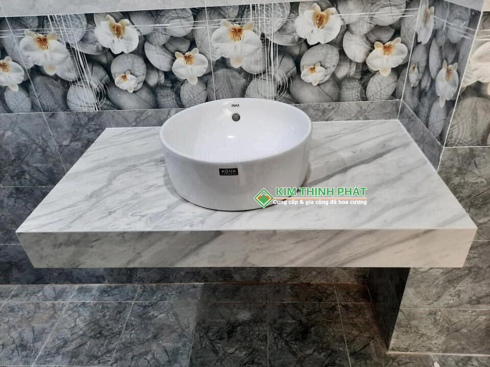 Đá CARRARA Lamar (Trắng Vân Mây Lamar) cắt lavabo