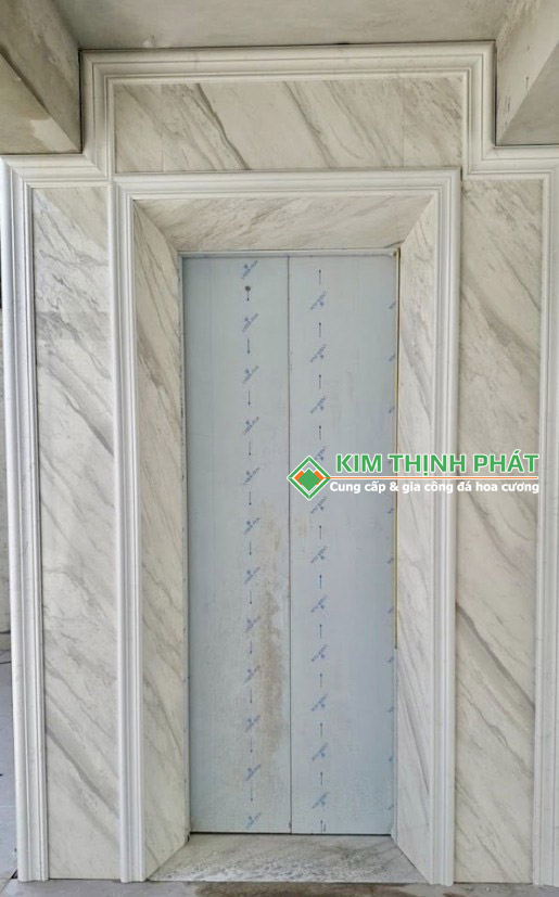 Đá CARRARA Lamar (Trắng Vân Mây Lamar) ốp mặt tiền thang máy