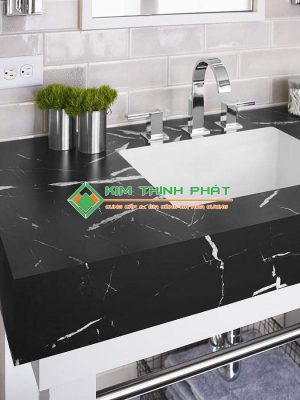 Đá Marble đen tia chớp ốp cắt bàn đá lavabo