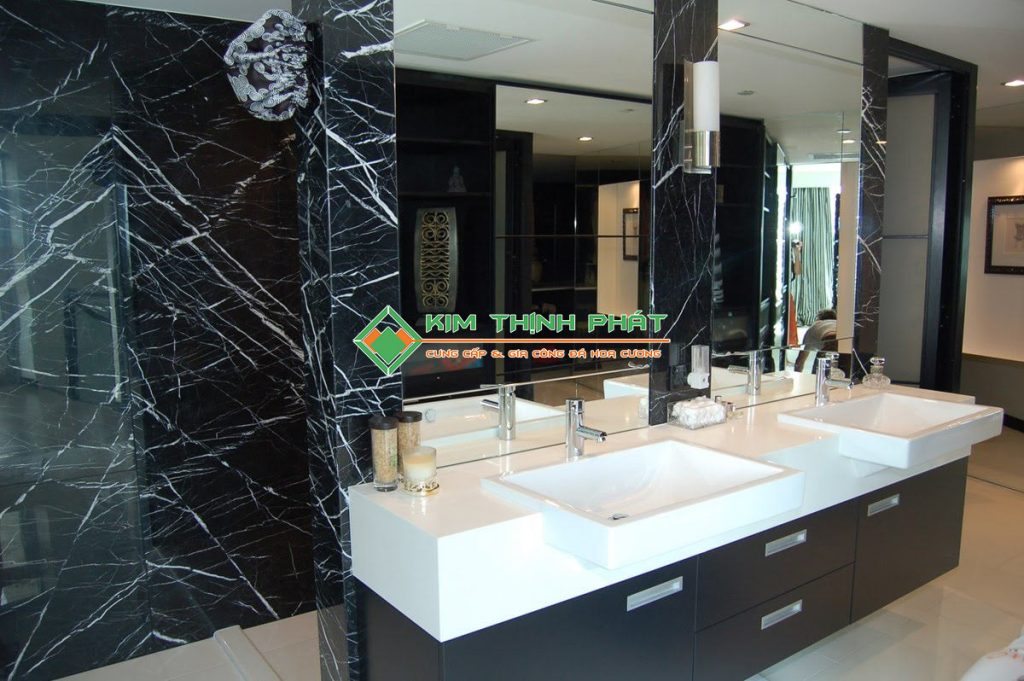 Đá Marble đen tia chớp ốp tường nhà tắm