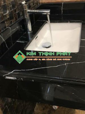 Đá Marble đen tia chớp ốp cắt bàn đá lavabo