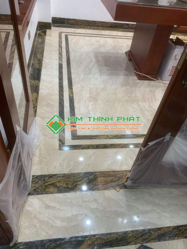 Đá Marble Kem Oman Bông Lớn (Hoa To) lát sàn nền cao cấp