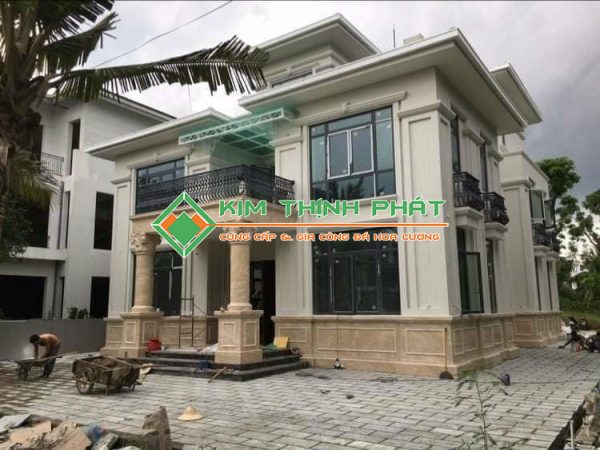 Đá Marble Kem Oman Bông Lớn (Hoa To) ốp mặt tiền nhà