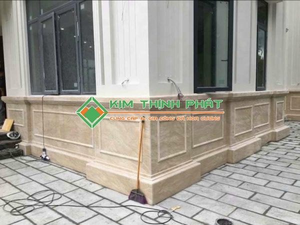 Đá Marble Kem Oman Bông Lớn (Hoa To) ốp mặt tiền nhà